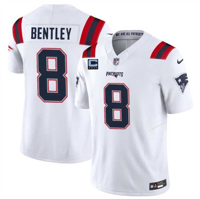 Men & Women & Youth New England Patriots #8 JaWhaun Bentley White F.U.S.E. With 4-Star C Patch Vapor Limited Stitched Jersey